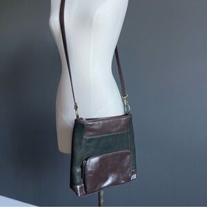 Tignanello Leather Crossbody Bag Green Brown Vintage Soft Leather